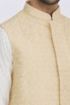 Aham-Vayam_Cream Silk Blend Embroidery Thread Nehru Jacket For Kids_at_Aza_Fashions