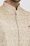 Aham-Vayam_Gold Silk Blend Embroidery Sequin And Thread Nehru Jacket _at_Aza_Fashions