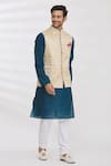 Aham-Vayam_Gold Silk Blend Embroidery Sequin And Thread Nehru Jacket _Online_at_Aza_Fashions