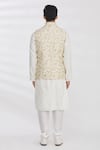 Shop_Aham-Vayam_White Silk Blend Embroidery Thread Nehru Jacket _at_Aza_Fashions