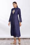 Buy_Mathili's_Blue Embroidered Flap Collar Long Tunic  _Online_at_Aza_Fashions