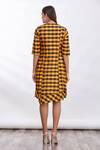 Shop_Mathili's_Yellow Checkered Crew Neck Dress  _at_Aza_Fashions