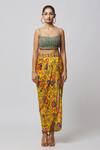 Diyarajvvir_Yellow Georgette, Lining Shantoon, Modal Cutdana, Print And Dhoti Skirt Set _at_Aza_Fashions