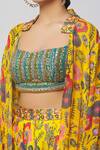 Shop_Diyarajvvir_Yellow Georgette, Lining Shantoon, Modal Cutdana, Print And Dhoti Skirt Set _Online_at_Aza_Fashions