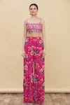 Diyarajvvir_Pink Floral Motifs Scoop Neck Printed Palazzo Set With Cape _Online_at_Aza_Fashions