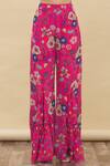Diyarajvvir_Pink Floral Motifs Scoop Neck Printed Palazzo Set With Cape _at_Aza_Fashions