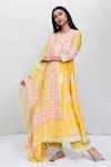 Buy_Abbaran_Yellow Cotton Silk Dupatta Handloom Kota Foil Block Print Anarkali Set _at_Aza_Fashions