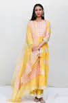 Abbaran_Yellow Cotton Silk Dupatta Handloom Kota Foil Block Print Anarkali Set _Online_at_Aza_Fashions