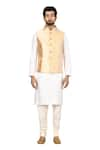 Aryavir Malhotra_Gold Silk Bundi And Kurta Set _Online_at_Aza_Fashions