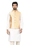 Buy_Aryavir Malhotra_Gold Silk Bundi And Kurta Set _at_Aza_Fashions