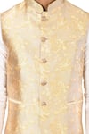 Aryavir Malhotra_Gold Silk Bundi And Kurta Set _at_Aza_Fashions