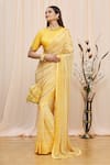 Yoshita Couture_Yellow Tie And Dye Round Zola & Saree With Blouse _Online_at_Aza_Fashions