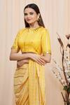 Buy_Yoshita Couture_Yellow Tie And Dye Round Zola & Saree With Blouse _Online_at_Aza_Fashions