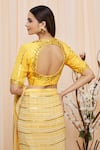 Shop_Yoshita Couture_Yellow Tie And Dye Round Zola & Saree With Blouse _Online_at_Aza_Fashions