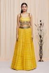 Yoshita Couture_Yellow Lehenga And Blouse Georgette Tie & Dye Square Neck Sunny Set With Cape_Online_at_Aza_Fashions