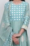 Shop_Abbaran_Green Cotton Silk Dupatta Handloom Kota Foil Block Print Anarkali Set _Online_at_Aza_Fashions