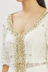 Astha Narang_White Embroidery Thread V Neck Kurta Sharara Set  _at_Aza_Fashions