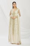 Buy_Astha Narang_White V Neck Embroidered Kurta Palazzo Set For Women_at_Aza_Fashions