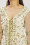 Astha Narang_White V Neck Embroidered Kurta Palazzo Set For Women_at_Aza_Fashions