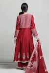 Shop_Abbaran_Red Cotton Silk Dupatta Handloom Chanderi Foil Block Print Anarkali Set _at_Aza_Fashions