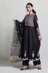 Buy_Abbaran_Black Cotton Silk Dupatta Handloom Chanderi Foil Block Print Anarkali Set _Online_at_Aza_Fashions