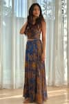 Buy_Saaksha & Kinni_Blue Chiffon Printed Maxi Skirt _at_Aza_Fashions