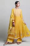 Buy_Abbaran_Yellow Cotton Silk Dupatta Handloom Chanderi Foil Block Print Anarkali Set _at_Aza_Fashions