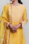 Abbaran_Yellow Cotton Silk Dupatta Handloom Chanderi Foil Block Print Anarkali Set _at_Aza_Fashions