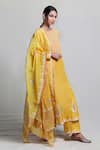 Abbaran_Yellow Cotton Silk Dupatta Handloom Chanderi Foil Block Print Anarkali Set _Online_at_Aza_Fashions