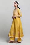 Shop_Abbaran_Yellow Cotton Silk Dupatta Handloom Chanderi Foil Block Print Anarkali Set _Online_at_Aza_Fashions