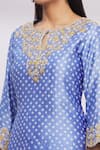 Surbhi Shah_Blue Spun Silk Printed Bandhani Keyhole Kurta Sharara Set  _at_Aza_Fashions