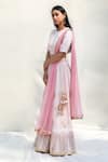 Shop_Abbaran_Pink Cotton Silk Dupatta Net Foil Block Print Bridal Lehenga Set _Online_at_Aza_Fashions