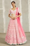 Buy_Riantas_Pink Embroidered Floral V Neck Bridal Lehenga Set _Online_at_Aza_Fashions