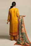 Shop_Abbaran_Yellow Cotton Silk Embroidery Round Straight Kurta Set _at_Aza_Fashions