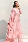 Abbaran_Pink Cotton Silk Round Embroidered Anarkali Set _Online_at_Aza_Fashions