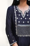 Shop_Abbaran_Blue Cotton Silk Dupatta Chanderi Round Embroidered Kurta Set _Online_at_Aza_Fashions