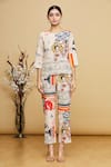 Nautanky_Multi Color Printed Japanese Round Pant Set _Online_at_Aza_Fashions