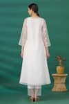 Shop_Asaga_White Mirror Notched Embroidered Flared Kurta Pant Set _at_Aza_Fashions