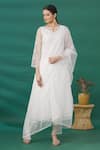 Buy_Asaga_White Mirror Notched Embroidered Flared Kurta Pant Set _Online_at_Aza_Fashions