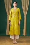 Rar Studio_Yellow Butterfly Motif Embroidered Tunic_Online_at_Aza_Fashions
