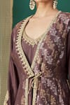 Shop_Rar Studio_Brown Embroidered Jacket And Kurta Set_Online_at_Aza_Fashions