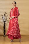 Buy_Label Ne'chi_Red And Embroidery Shibori Round Jacket Palazzo Set  _at_Aza_Fashions