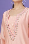 Shop_Label Ne'chi_Peach Embroidered Thread Work Sweetheart Overlay Kurta Palazzo Set  _Online_at_Aza_Fashions