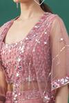 Priyaa_Pink Embroidered Cape And Lehenga Set_at_Aza_Fashions