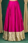 Neha Khullar_Pink Printed Floral V Neck Blouse Lehenga Set _at_Aza_Fashions