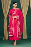 Buy_Neha Khullar_Pink Cotton, Chiffon Embroidery Pleated Anarkali Set With Dupatta_at_Aza_Fashions