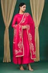 Buy_Neha Khullar_Pink Cotton, Chiffon Embroidery Pleated Anarkali Set With Dupatta_Online_at_Aza_Fashions
