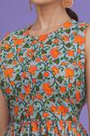 Shop_Surendri_Blue Floral Print Sleeveless Dress_Online_at_Aza_Fashions
