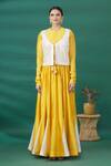 Buy_Pratibha Sultania_Yellow Flared Lehenga Set With Jacket_Online_at_Aza_Fashions