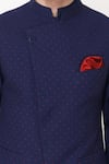 Shop_Manish Nagdeo_Blue Ruby Silk Dots Angrakha Bundi Jacket Kurta Set_Online_at_Aza_Fashions